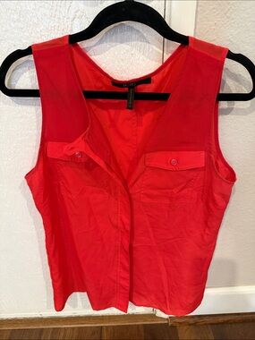 BCBG Red Sleeveless Button-Front Camisole
